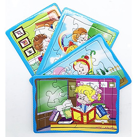 Bộ 4 tấm Tranh xếp hình A5: Chủ đề hoạt động của bé. Đồ chơi trí tuệ cho bé từ 3 tuổi. Tia Sáng Việt Nam. Chứng nhận hợp quy tên chủng loại: Xếp hình số mảnh ghép lên đến 250 mảnh. Ký hiệu kiểu loại: Xếp hình.