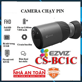 Camera IP Wifi 2MP ngoài trời dùng pin EZVIZ CS-BC1C kèm pin mặt trời  CS-CMT-Solar hàng chính hãng Nhà An Toàn