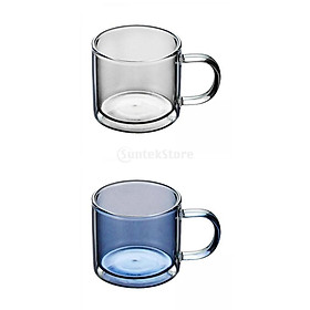 2 Pieces 250 ml Glass Cup Champagne Drinking Cups Double-Layer for Cafe