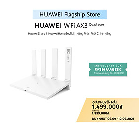 Bộ định tuyến HUAWEI WiFi AX3 Pro (CPU 4 nhân) | 3000 Mbps | Huawei Share | Huawei HomeSecTM | Hàng Phân Phối Chính Hãng