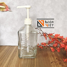 Mua CHAI/ BÌNH ĐỰNG NƯỚC ĐƯỜNG  NƯỚC SỐT bằng thuỷ tinh kèm VÒI PUMD nhựa PP dày. Dt 1100ml - dụng cụ pha chế. Chuyên phục v