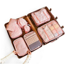 Hộp lưu trữ 8 túi cho công ty du lịch, bao bì khối cho quần áo, giày dép và mỹ phẩm màu hồng túi màu hồng