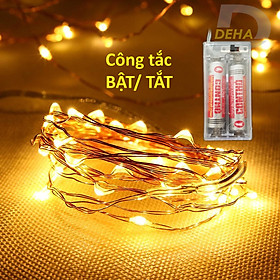 Dây đèn led đom đóm trang trí pin tiểu 10M/5M/2M/1M - Vàng nắng, nhiều màu, trắng, xanh, đỏ, dây bóng đèn fairy light cao cấp, tinh tế sang trọng decor phòng, du lịch, lều trại công tắc chuyển On/ Off - Chính hãng DEHA