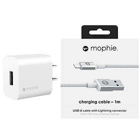 Combo sạc USB-A 10W và Cáp sạc USB-A to Lightning 1m MFI MOPHIE