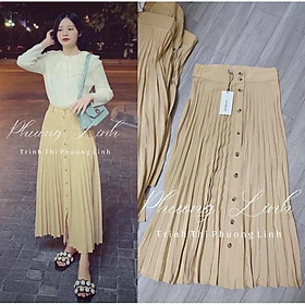 Mua VÁY MIDI MÀU NUDE XẾP LY SIÊU ĐẸP