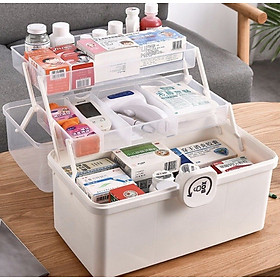 Mua Tủ thuốc mini 3 tầng gấp gọn với nhiều ngăn chứa nhỏ giúp sắp xếp dụng cụ y tế gia đình gọn gàng  nắp hộp trong suốt dễ quan sát và mang tính thẩm mỹ cao - Hộp đựng thuốc Box