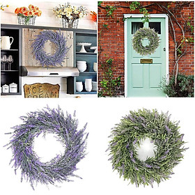 2pcs Artificial Door Wreath Hanging Lavender Flower Garland Fake Plant Decor