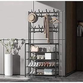 Kệ Giày Dép 4 Tầng Kèm Móc Treo Đồ Thông Minh, Giá Để Giày Dép 4 Tầng Kèm Móc Treo Tiện Lợi Màu Ngẫu Nhiên