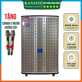Mua Loa Kéo Karaoke KANAYO K-TP516 Giá Rẻ Công Suất Lớn 1260watt | Loa Kẹo Kéo 4 Tấc | Hàng Chính Hãng | Tặng kèm 2 micro hát karaoke | Bluetooth 5.0
