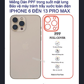 Miếng Dán PPF mặt lưng dành cho iphone 7plus đến 13 pro max bảo vệ máy tránh trầy xước toàn diện