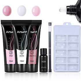 Bộ làm Nail Anself DIY gồm 3 màu gel 15ml + 100 khuôn móng + 1 bút vẽ móng 2 đầu + 1 máy làm sạch móng