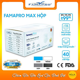 [HỘP - FAMAPRO MAX] - Khẩu trang y tế kháng khuẩn 4 lớp Famapro Max (40 cái/ hộp) - 1 HỘP