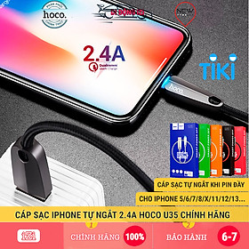Mua Cáp Sạc Tự Ngắt Cho iPhone 5/6/7/8  X/Xs/XsMax  11/12/13/14 Mini/Pro/ProMax - Cáp Hoco U35 Tự Ngắt Khi Pin Đầy Thông Minh 2M 1.2M - Hàng Chính Hãng