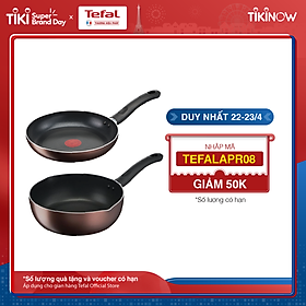 Combo 2 Chảo chiên chống dính đáy từ Tefal-Chảo chiên 28cm Day By Day G1430605 & Chảo sâu lòng 24cm G1436405 - Hàng chính hãng