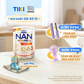 Sữa bột NAN INFINIPRO A2 800g Thụy Sĩ 3 với đạm quý A2 tiêu hóa tốt sau 7 ngày và 6HMO tăng cường đề kháng (2 - 6 tuổi) - Tặng Đồ chơi bắt banh