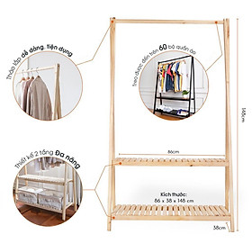Mua Giá treo quần áo gỗ chữ A đa năng  giá treo đồ đa năng 1 tầng  2 tầng phong cách vintage