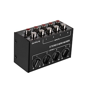 Mini Stereo Audio Mixer with 4-Channel RCA Inputs Separate Volume Controls Full Metal Shell