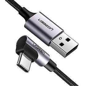 Ugreen UG50942US284TK 2M cáp USB ra type C bẻ góc 90 độ hỗ trợ sạc nhanh 2.0 3.0 - HÀNG CHÍNH HÃNG