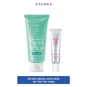 Bộ đôi Senka sạch mụn hỗ trợ trị thâm (Sữa rửa mặt hỗ trợ trị mụn Senka 100g + Serum Senka dưỡng trắng da 35g)