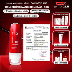 [Mới] Kem Chống Nắng Kiềm Dầu SẮC NGỌC KHANG 50g - bảo vệ toàn diện, kiểm soát bóng dầu hiệu quả