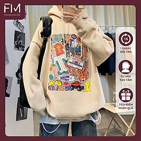 Áo hoodie nam nữ form rộng Unisex một màu in hoạt hình cá tính Hàn Quốc – FORMEN SHOP – FMGV034