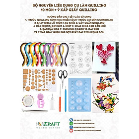 Bộ nguyên liệu dụng cụ làm Quilling 10 món + 9 xấp giấy Quilling