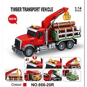 TOYSTAR - 666-20R Mô hình Xe vận chuyển gỗ (có cần cẩu) tỉ lệ 1:14, Xe ô tô đồ chơi cho bé