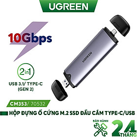 Mua Hộp đựng ổ cứng M.2 NVME / PCIe - 10Gbps - UGREEN CM353 70532 - Chân cắm Type-C/USB3.1 2 trong 1 - Hàng nhập khẩu chính hãng