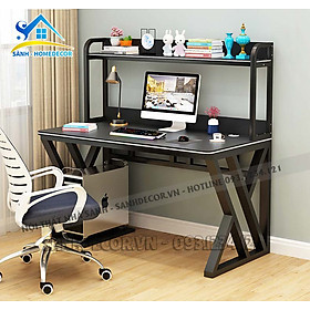 Mua Bàn làm việc đa năng liền kệ sách Sành Home decor  bàn học chân sắt sơn tĩnh điện BLV76 - bàn học sinh gỗ An Cường phủ Melamine dày 17mm