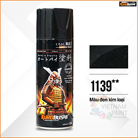 Sơn xịt Samurai Kurobushi - MÀU ĐEN KIM LOẠI 1139 (400ml)