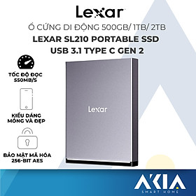 Ổ cứng di động 500GB/ 1TB/ 2TB Lexar SL210 Portable SSD USB 3.1 Type C Gen 2, tốc độ đọc 550Mb/s, hàng chính hãng - 2TB