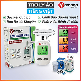 Máy đo đường huyết Yamada - Giọng nói tiếng Việt thông minh, thử tiểu đường, đo chỉ số hồng cầu HCT, tặng 10 que thử