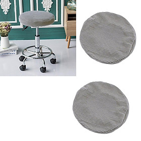 2pcs Kitchen Bar Stool Covers Stretch Jacquard Round Chair Seat Cover Grey