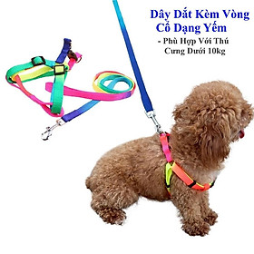 Dây Dắt Vòng Cổ Dạng Yếm 7 Màu Cho Chó Mèo Kèm Chuông Bản 1cm - YonaPetshop