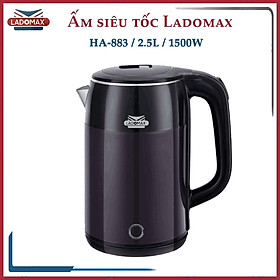 Mua Ấm siêu tốc 2 lớp Ladomax HA-883 dung tích 2.5L  Công suất 1500W  lòng ấm inox 304 không hoen rỉ - Hàng chính hãng