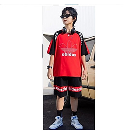 Bộ cộc tay bé trai size đại 9-18 tuổi phối màu in chữ BERLI, Đồ bộ hè cho bé thời trang hàng Quảng Châu cao cấp