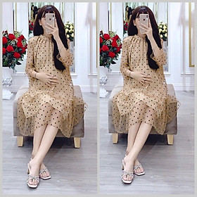 Váy bầu thu dáng xuông đẹp chất mát mặc bầu và sau sinh