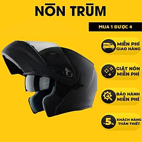 Hình ảnh Nón bảo hiểm fullface ROYAL M179 lật cằm vân CARBON đen nhám