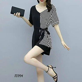 SET UMI KÈM ĐAY CỘT ÁO KẺ SỌC,QUẦN NGẮN XINH XẮN TRANG NEMO 36 FASHION