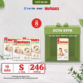 Combo 3 gói Tã/bỉm dán sơ sinh Huggies Skin Perfect S 80+2 miếng với 2 vùng thấm giảm kích ứng da