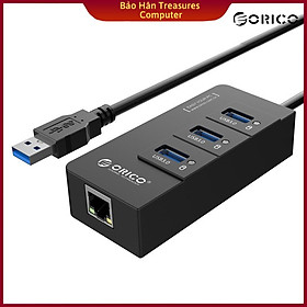 Bộ chia USB HUB 3 cổng USB 3.0 tích hợp cổng Lan Gigabit Orico HR01-U3 - Hàng Chính Hãng