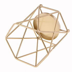 Nordic Style 3D Geometric Candle Holder, Metal Candlestick Tabletop Desk Candle Stand for Wedding Events Centerpieces Home Party Decorations - Golden