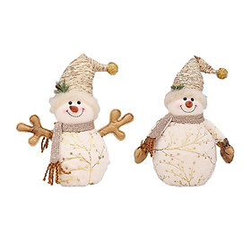 2pcs Christmas Snowman Doll Short Plush for Shopping Mall Window Decoration