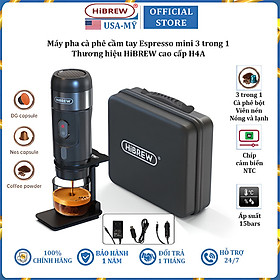 Máy pha cà phê cầm tay Espresso 3 trong 1 thương hiệu HiBREW cao cấp H4A công suất 80W, áp suất 60ml - Hàng chính hãng