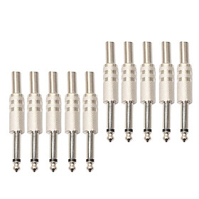 Sunnimix Bộ 10 Bộ 1/4  Mono Jack Âm Thanh 6.35 Mm Mono Đầu Kết Nối Micro