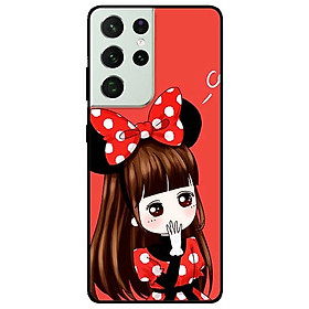 Ốp lưng dành cho Samsung Galaxy S21 Ultra mẫu Cô Gái Đầm Chấm Bi