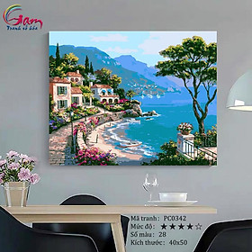 Mua Tranh sơn dầu số hoá tự tô Địa Trung Hải Tranh phong cảnh bờ biển PC0342