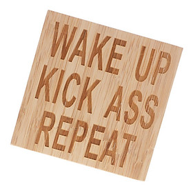 Funny Wake Up Kick Ass Repeat Wooden Sign Board Plaque Country Home Decor