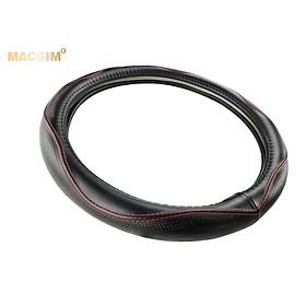 Bọc vô lăng cao cấp Macsim mã 8892 màu đen chỉ đỏ - chất liệu da thật - Khâu tay 100% size M phù hợp các loại xe