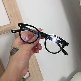 Kính cận thời trang nam nữ chữ V mắt tròn bảo vệ mắt chống tia UV, kính giả cận Unisex 027